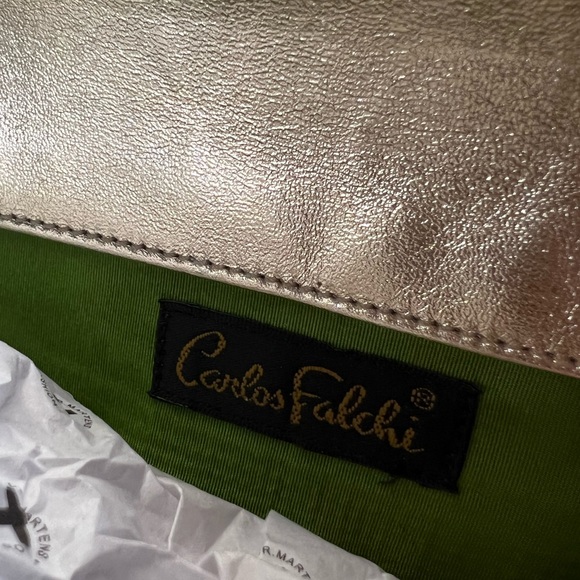 Extremely Rare Carlos Falchi Rose Croco Leather clutch w Rhinestones inlay Y2K - Picture 4 of 7